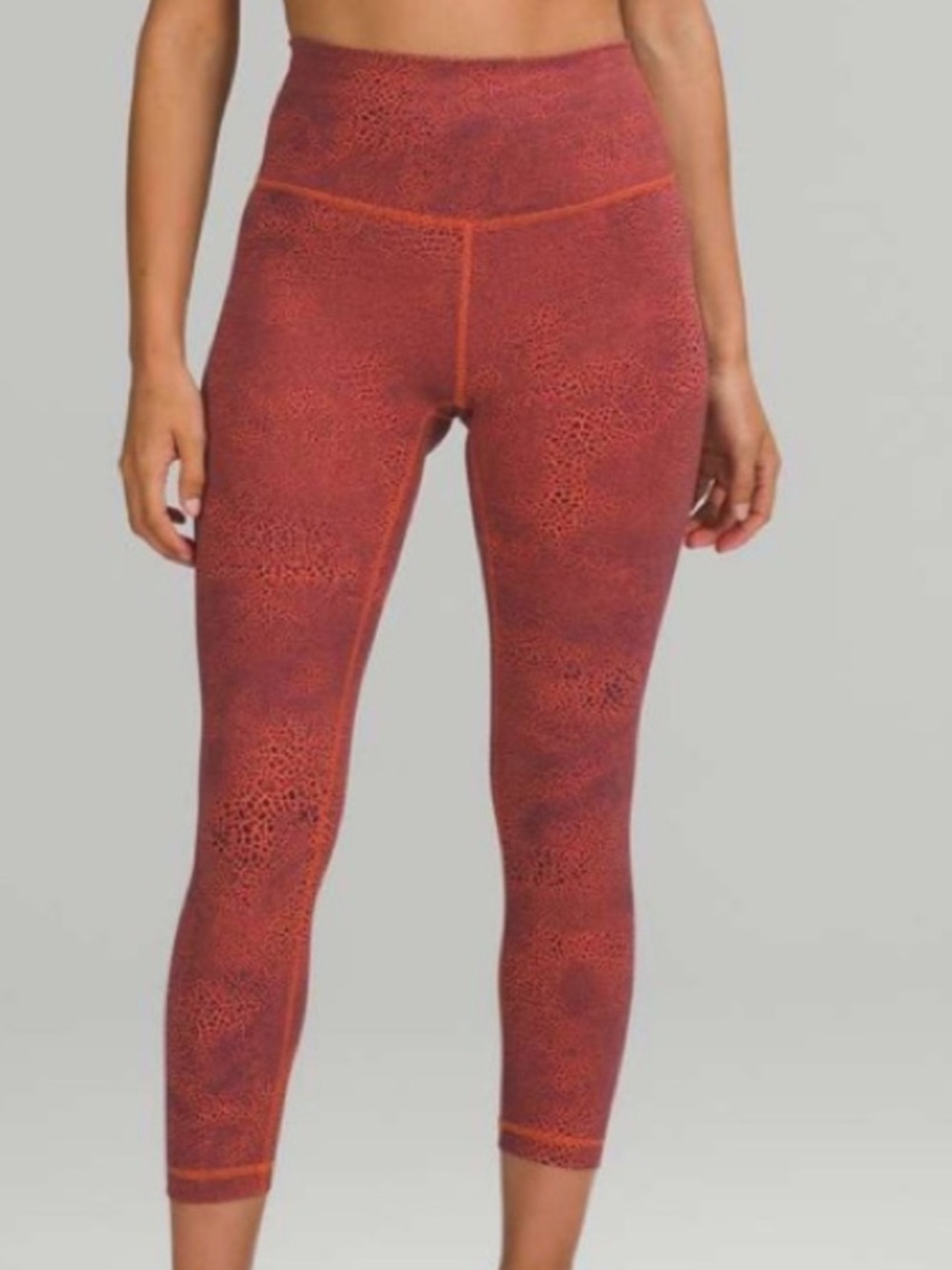 Lululemon Wunder Train High-Rise Crop 23" Crackle Glaze Vintage Orange Larkspur